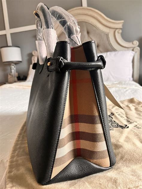 Burberry Medium Banner House Check Derby Leather Tote 